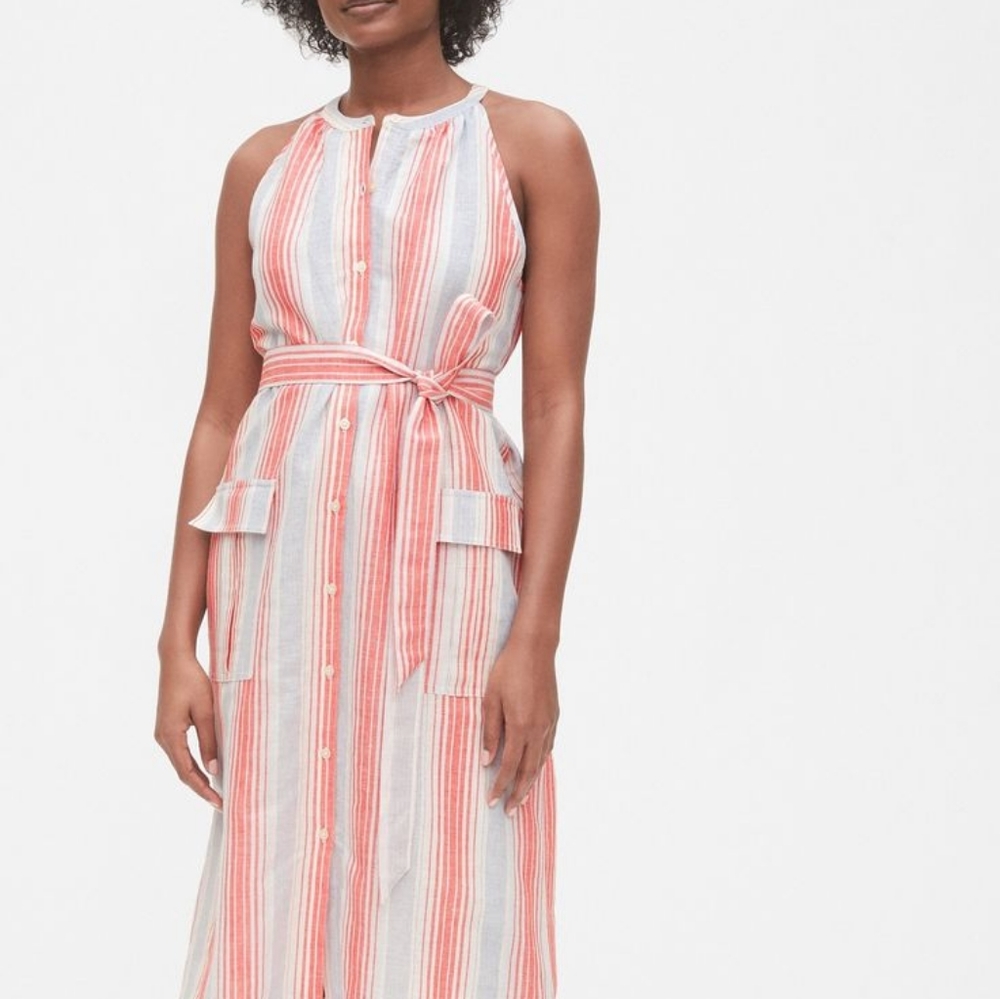 Cotton-linen shirt dress